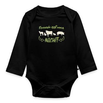 Vegetarisch Vegan Vegetarier Veganer Spruch - Baby Bio-Langarm-Body - Schwarz - Vorne