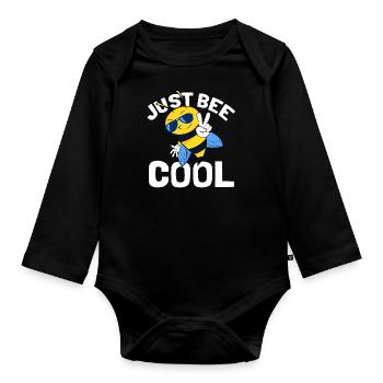 Just Bee Cool - Süße Biene Hummel Wespe - Baby Bio-Langarm-Body - Schwarz - Vorne