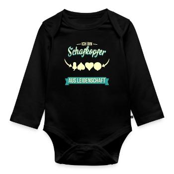 Schafkopfen Schafkopf Kartenspiel Spielkarten - Baby Bio-Langarm-Body - Schwarz - Vorne