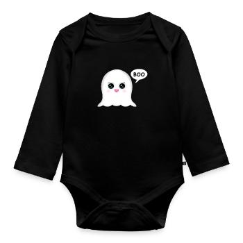 Ghost - Organic Longsleeve Baby Bodysuit - black - Front