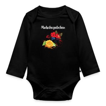 Modschegiebchen ostdeutsch Marienkäfer Sachsen - Baby Bio-Langarm-Body - Schwarz - Vorne