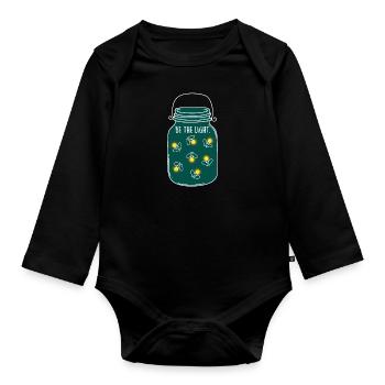 Soit la lumière! Camping nature luciole été - Body Bébé bio manches longues - noir - Devant