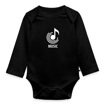 note de musique - Body Bébé bio manches longues - noir - Devant