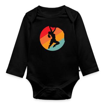 Rock climbing woman - Organic Longsleeve Baby Bodysuit - black - Front