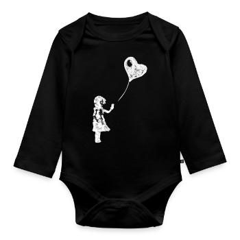 L'AMOUR EST DANS LE CLOUD - Fille avec Smartphone - Body Bébé bio manches longues - noir - Devant
