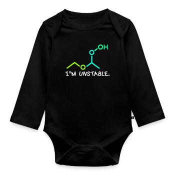 Oh oh je suis instable - blague chimiste chimiste amusant - Body Bébé bio manches longues - noir - Devant