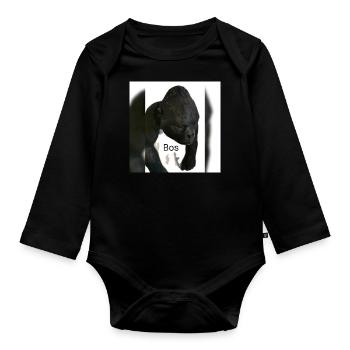 Gorilla - Organic Longsleeve Baby Bodysuit - black - Front