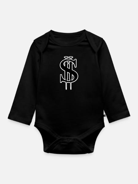 Vaccine = dollars - Organic Longsleeve Baby Bodysuit - black