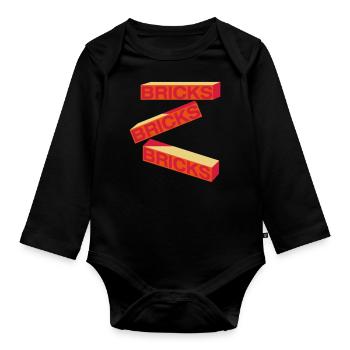 BRICKS - Organic Longsleeve Baby Bodysuit - black - Front
