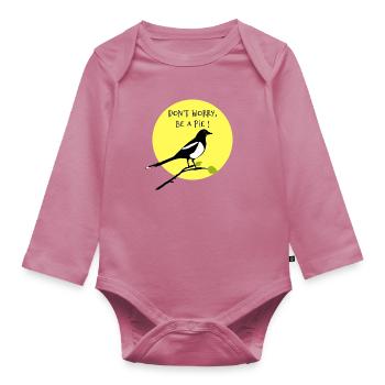 DON'T WORRY, BE A PIE ! - Body Bébé bio manches longues - mauve - Devant