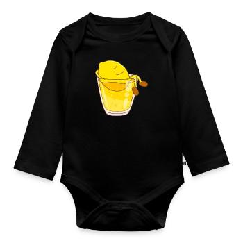 Citron doux dans citron limonade limonade - Body Bébé bio manches longues - noir - Devant