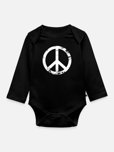 Peace mirror disco t shirt print stamp tee - Baby Bio-Langarm-Body - Schwarz