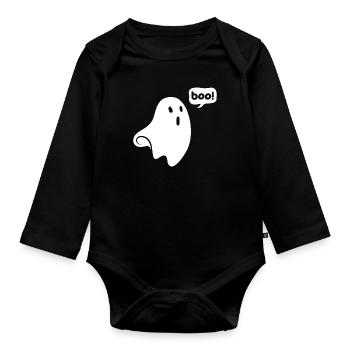 BOO GHOST - Body Bébé bio manches longues - noir - Devant