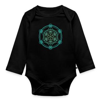 Merkaba Sacred Geometry - Organic Longsleeve Baby Bodysuit - black - Front