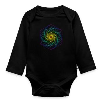 Sacred Geometry Spiral Rainbow - Organic Longsleeve Baby Bodysuit - black - Front