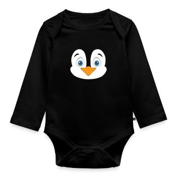 Joli visage de pingouin - Body Bébé bio manches longues - noir - Devant
