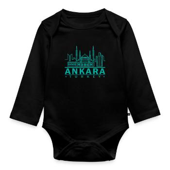Ankara Turkey Türkei Türke Heimat Geschenk - Baby Bio-Langarm-Body - Schwarz - Vorne