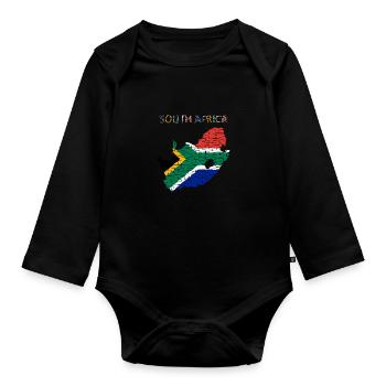 South Africa - Art Design - Organic Longsleeve Baby Bodysuit - black - Front