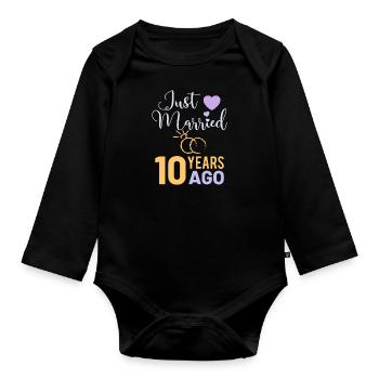 10 ans de mariage anniversaire de mariage cadeau de mariage - Body Bébé bio manches longues - noir - Devant