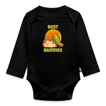 Igel Kaktus Best Buddies - Baby Bio-Langarm-Body - Schwarz - Vorne