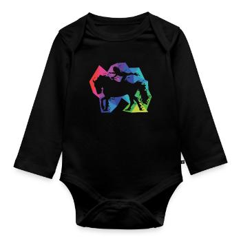 Cadeau de cheval de saut - Body Bébé bio manches longues - noir - Devant