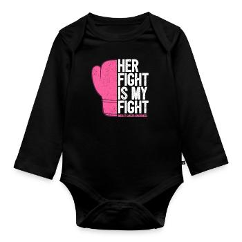 Cancer du sein anti-cancer combat mari copain soutien - Body Bébé bio manches longues - noir - Devant