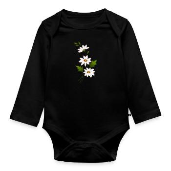 Fleurs de marguerite - Body Bébé bio manches longues - noir - Devant