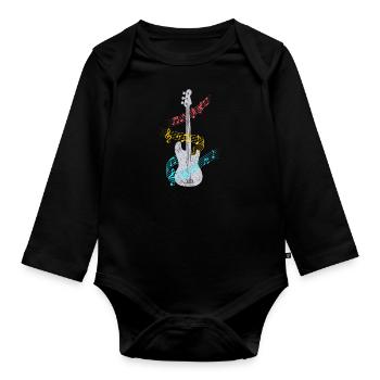 Guitare basse guitare électrique - Body Bébé bio manches longues - noir - Devant