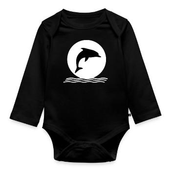 Dolphin dolphins - Organic Longsleeve Baby Bodysuit - black - Front