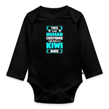 Kiwi animal - Organic Longsleeve Baby Bodysuit - black - Front