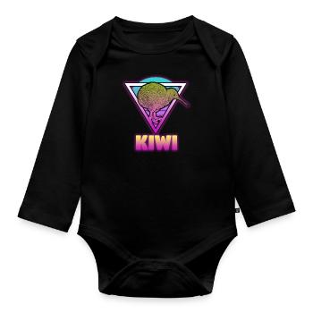 New Zealand fruit Maori - Organic Longsleeve Baby Bodysuit - black - Front