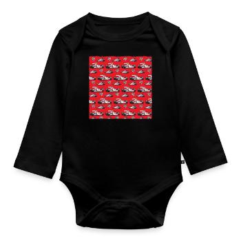 Voiture de course Neck Gator Racing Cars drapeau à damier - Body Bébé bio manches longues - noir - Devant