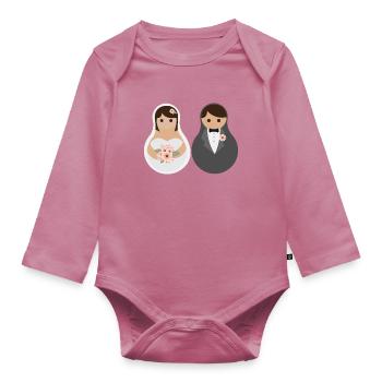 Russie Matryochka poupées cadeau de mariage - Body Bébé bio manches longues - mauve - Devant