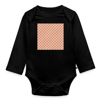 Fruit Neck Gator Striped Peaches - Organic Longsleeve Baby Bodysuit - black - Front