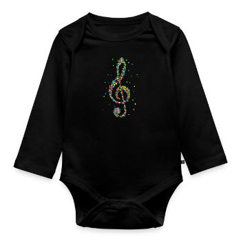 Musique clé de sol musicien clé de sol - Body Bébé bio manches longues - noir - Devant