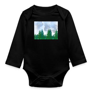 Landscape Scenery Watercolor Forest on a Cloudy - Organic Longsleeve Baby Bodysuit - black - Front