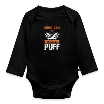 König vom Forellenpuff Angler Forellen Geschenk - Baby Bio-Langarm-Body - Schwarz - Vorne
