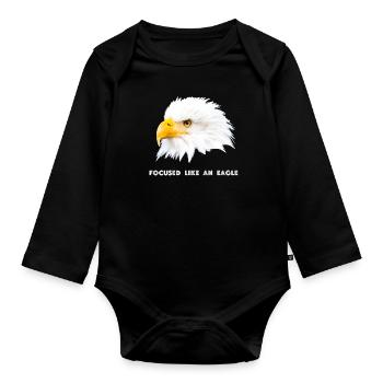Bald eagle - Organic Longsleeve Baby Bodysuit - black - Front