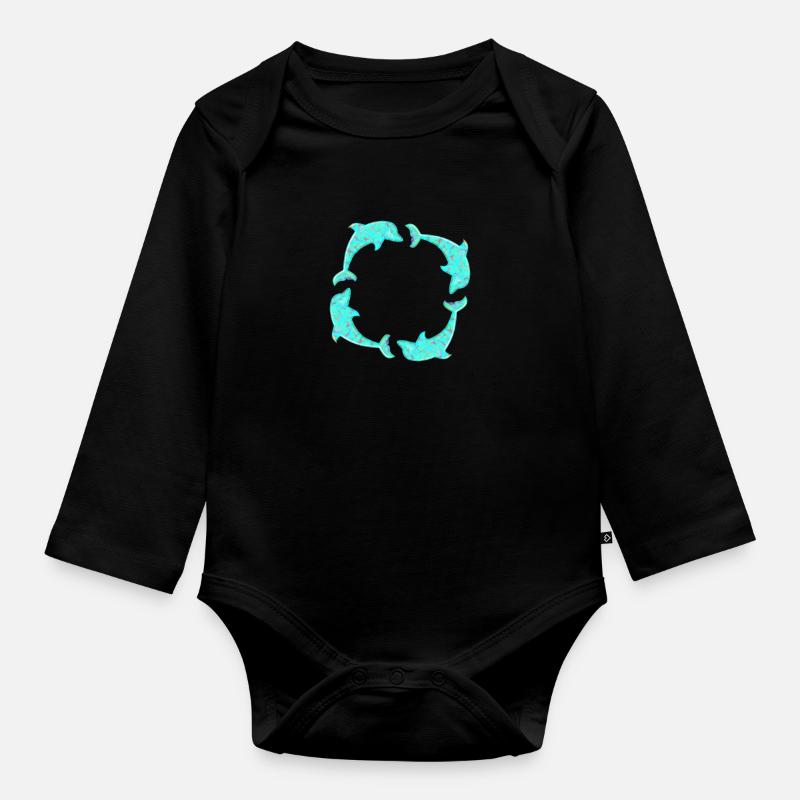 Dolphin - Organic Longsleeve Baby Bodysuit - black