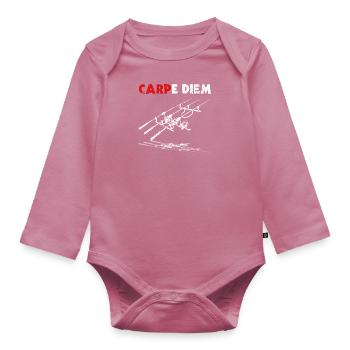 Karpfen angeln Karpfenangler Spruch Carpe Diem - Baby Bio-Langarm-Body - Mauve - Vorne