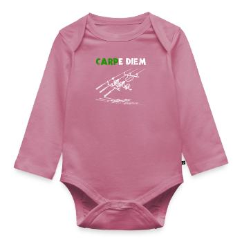Carpe Diem Karpfen Angeln Karpfenangler Geschenk - Baby Bio-Langarm-Body - Mauve - Vorne