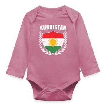 Drapeau du Kurdistan Son cadeau biji - Body Bébé bio manches longues - mauve - Devant