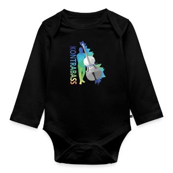 Kontrabass - Baby Bio-Langarm-Body - Schwarz - Vorne