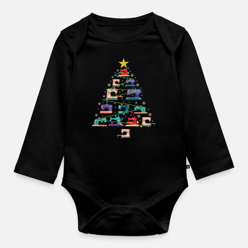 Weihnachtsnähmaschine Weihnachtsbaum Quilter Geschenk - Baby Bio-Langarm-Body - Schwarz
