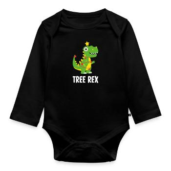 Tree Rex Party Weihnachten Geschenk Familie Xmas - Baby Bio-Langarm-Body - Schwarz - Vorne