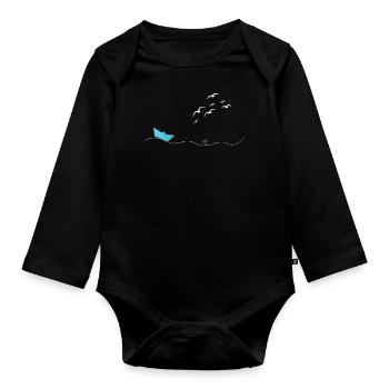 Sea always goes! - Organic Longsleeve Baby Bodysuit - black - Front