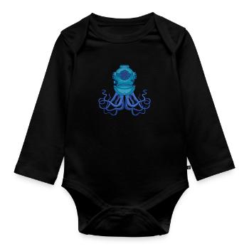 Kraken Oktopus Tintenfisch Taucher Geschenk - Baby Bio-Langarm-Body - Schwarz - Vorne