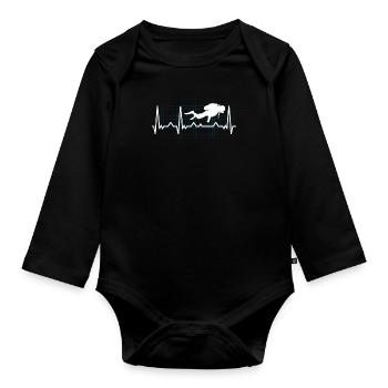 Diver Heart Line Heartbeat cadeau de plongeur - Body Bébé bio manches longues - noir - Devant
