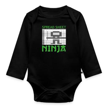 Spread sheet ninja accountant profession gift - Organic Longsleeve Baby Bodysuit - black - Front