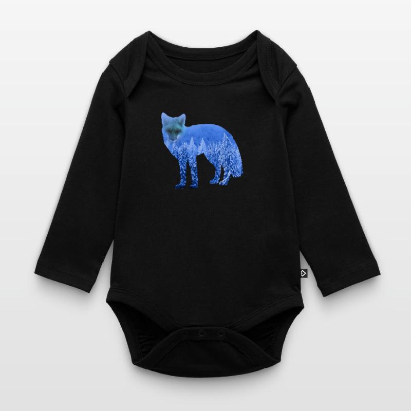 Double Exposure Tiere Polarfuchs Eisfuchs Geschenk Baby Bio-Langarm-Body